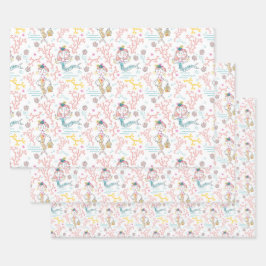 かわいい人魚クラフトデカップスクラップブックとギフト ラッピングペーパーシート