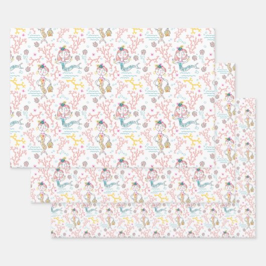 かわいい人魚クラフトデカップスクラップブックとギフト ラッピングペーパーシート (セット)