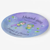 かわいい人魚ザシーツインガールズ誕生日 ペーパープレート (アングル)