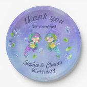 かわいい人魚ザシーツインガールズ誕生日 ペーパープレート (正面)