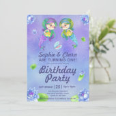 かわいい人魚ザシーツインガールズ誕生日 招待状 (スタンド正面)