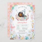 かわいい人魚ザシープールパーティー誕生日 招待状 (正面/裏面)