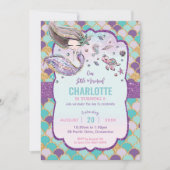 かわいい人魚ザシープール誕生日海海 招待状 (正面)