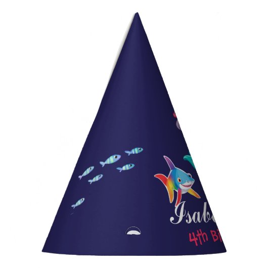 かわいい人魚シャークのレインボー誕生日キッズ パーティーハット (左)