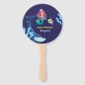 かわいい人魚シャークの虹のカラフル ハンドファン (正面)