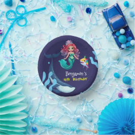 かわいい人魚シャークの虹のカラフル ペーパーボウル