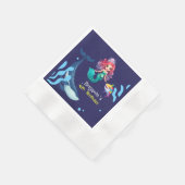 かわいい人魚シャークの虹のカラフル 縁ありカクテルナプキン (角)