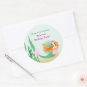 かわいい人魚ステッカー ラウンドシール (封筒)