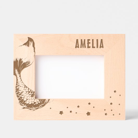 かわいい人魚テールスターガール写真 レーザー彫刻フレーム (正面)