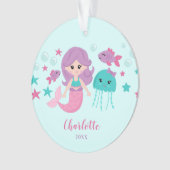 かわいい人魚パーソナライズされた娘 オーナメント (正面)