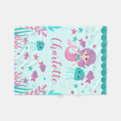 かわいい人魚パーソナライズされた娘 フリースブランケット (正面(横))