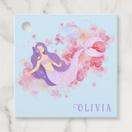 かわいい人魚ピンク海の下で小さな女の子 フェイバータグ