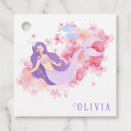 かわいい人魚ピンク海の下で小さな女の子 フェイバータグ