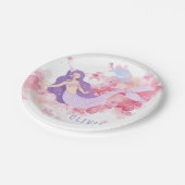 かわいい人魚ピンク海の下で小さな女の子 ペーパープレート (アングル)
