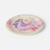 かわいい人魚ピンク海の下で小さな女の子 ペーパープレート (アングル)