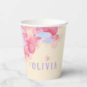 かわいい人魚ピンク海の下で小さな女の子 紙コップ (裏面)