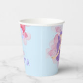 かわいい人魚ピンク海の下で小さな女の子 紙コップ (右)