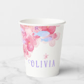 かわいい人魚ピンク海の下で小さな女の子 紙コップ (裏面)