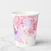 かわいい人魚ピンク海の下で小さな女の子 紙コップ (左)