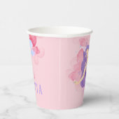 かわいい人魚ピンク海の下で小さな女の子 紙コップ (右)