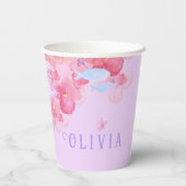 かわいい人魚ピンク海の下で小さな女の子 紙コップ (裏面)