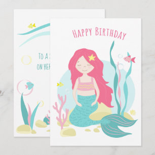 かわいい人魚ピンク&ミント誕生日for Girl