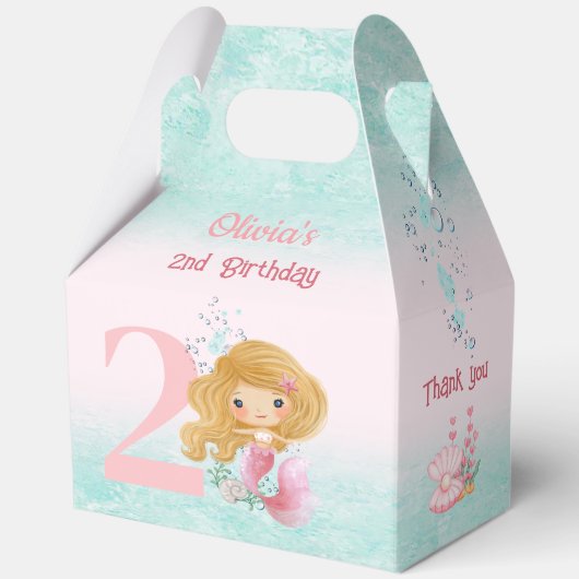 かわいい人魚ブロンド髪ピンク大切妻 フェイバーボックス (正面)