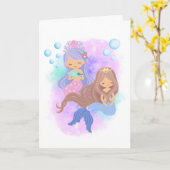 かわいい人魚プリンセス女空白のの子グリーティングカード カード (黄色い花)