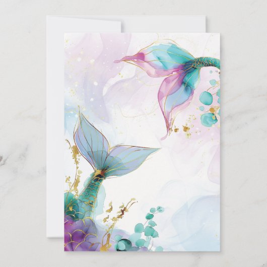 かわいい人魚ワンダーザシー1歳の誕生日 招待状 (裏面)