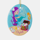 かわいい人魚及びイルカのクリスマスのオーナメント セラミックオーナメント (右)