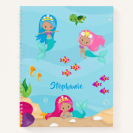かわいい人魚姫の個性的な女の子の海の中 ノートブック