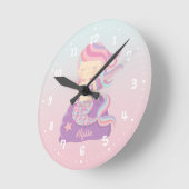 かわいい人魚姫の子どグラデーションものルームデコー時計 ラウンド壁時計 (傾斜)