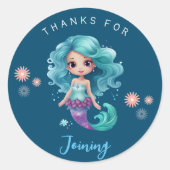 かわいい人魚感謝してい ラウンドシール (正面)