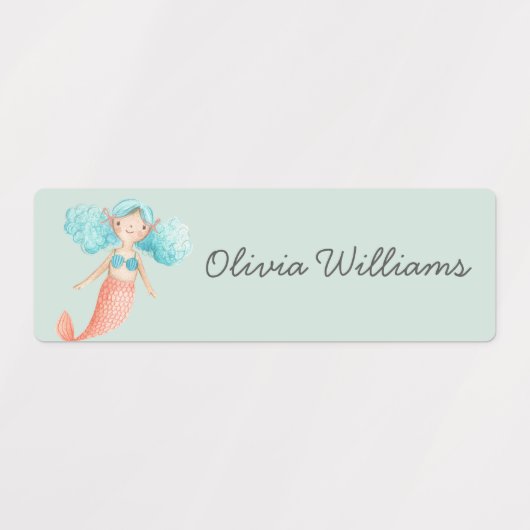 かわいい人魚気にの日学校名の服 ラベル (デザイン2)