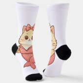 かわいい人魚猫ステッカー ソックス (傾斜あり)