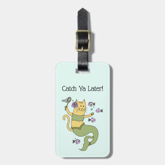 かわいい人魚猫 ラゲッジタグ (正面縦)