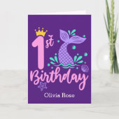 かわいい人魚1歳の誕生日 カード (正面)