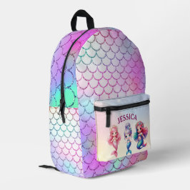 かわいい人魚4年生パーソナライズされた名 プリントバックパック