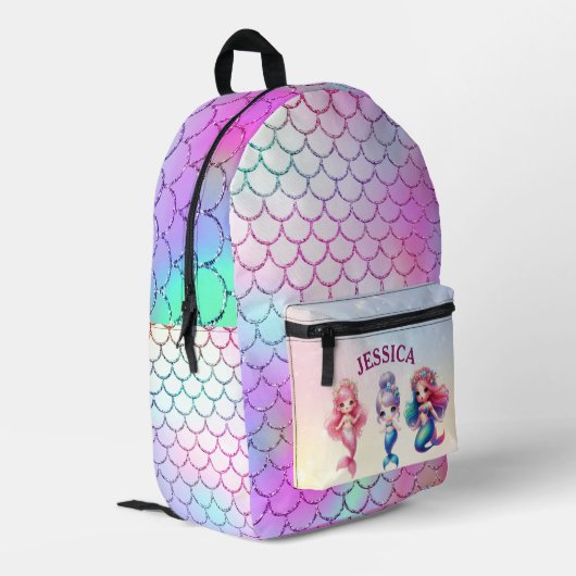 かわいい人魚4年生パーソナライズされた名 プリントバックパック (裏面左端)