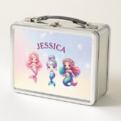 かわいい人魚4年生パーソナライズされた名 メタルランチボックス (正面)