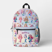かわいい人魚5年生パーソナライズされた名 プリントバックパック (正面)