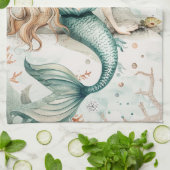 かわいい人魚 キッチンタオル (折り畳み)