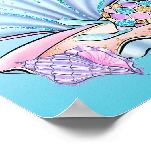 かわいい人魚 |シーガールの最初の誕生日パーティーサイト ポスター (角)