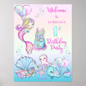 かわいい人魚 |シーガールの最初の誕生日パーティーサイト ポスター (正面)