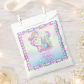 かわいい人魚 |シーガールの最初の誕生日パーティー フェイバーバッグ (クリップ留めされた状態)