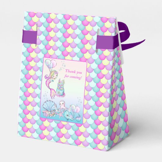 かわいい人魚 |シーガールの最初の誕生日パーティー フェイバーボックス (裏面サイド)