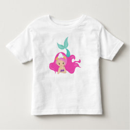 かわいい人魚、ピンクの髪、リトルマーメイド、ヒトデ トドラーTシャツ