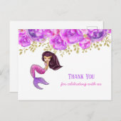 かわいい人魚 | ピンクピーニーフローラありがとう ポストカード (正面/裏面)