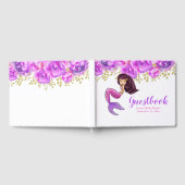 かわいい人魚 | ピンク牡丹フローラ赤ちゃんシャワー ゲストブック (全面)
