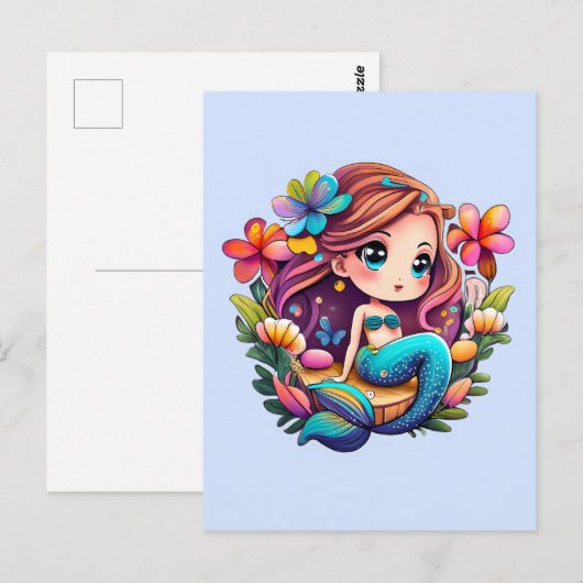 かわいい人魚 ポストカード (正面/裏面)